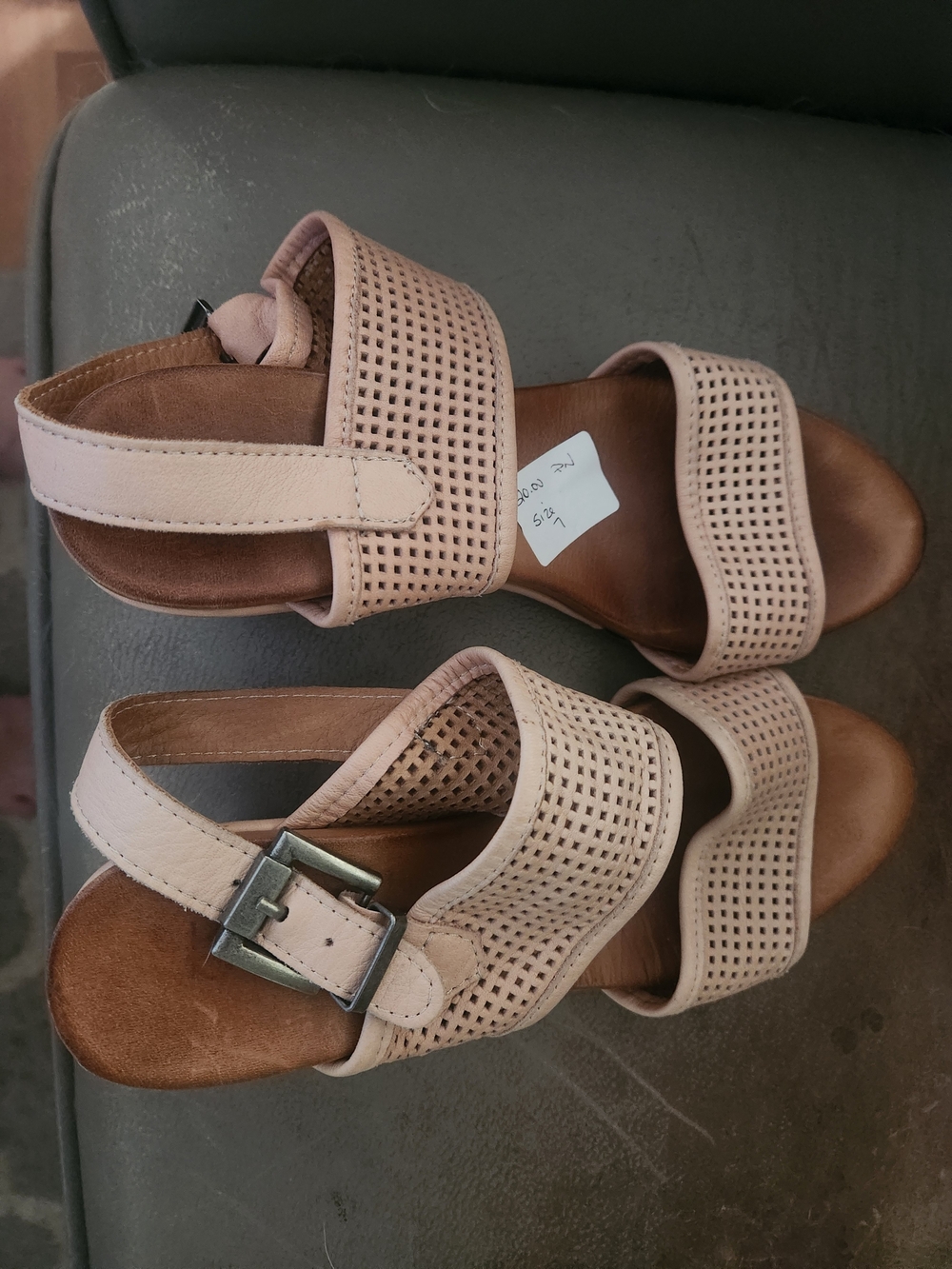 Women's Perforated Slingback Sandals in Blush Pink